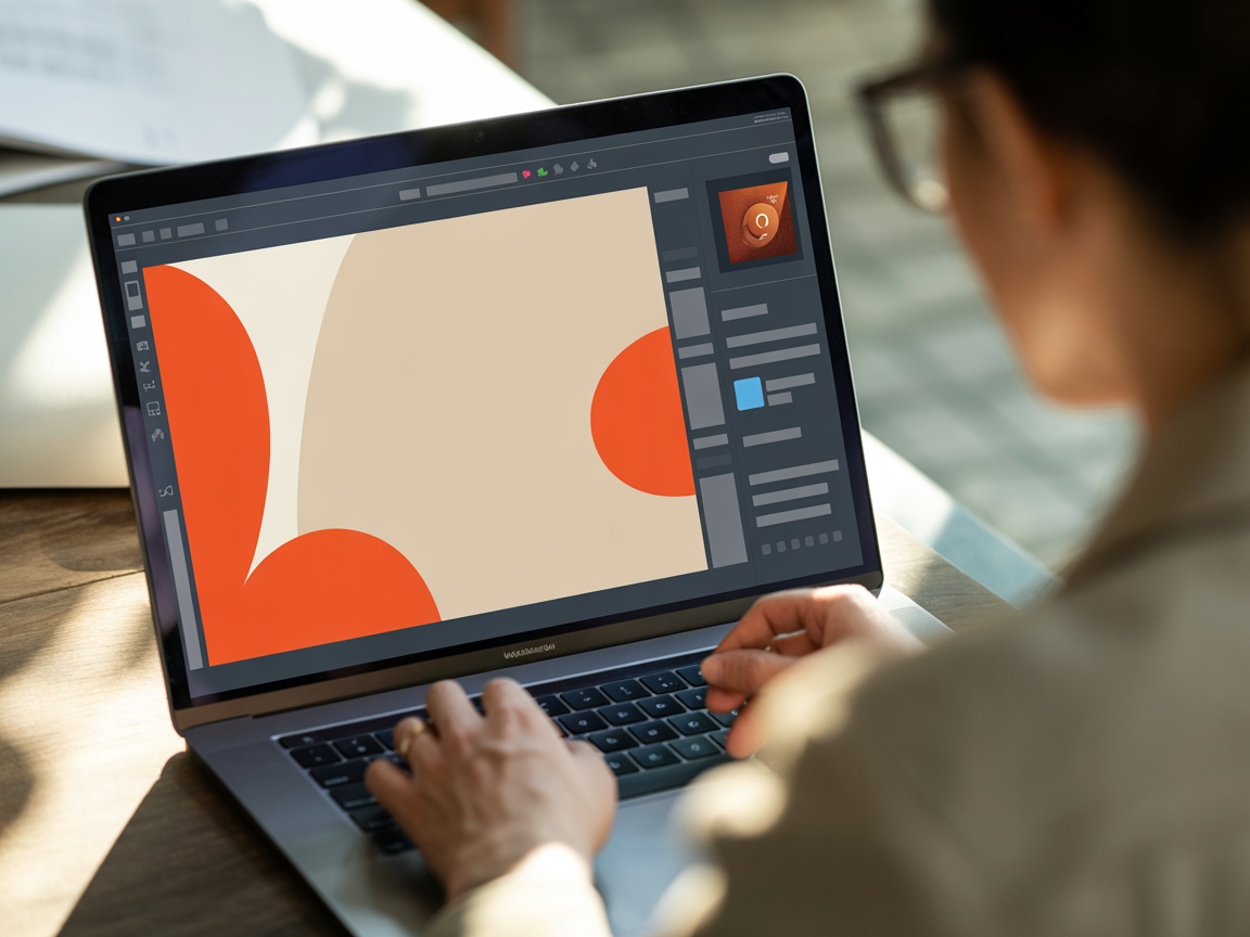 Laptop showing online graphics design